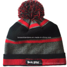 OEM Produce Design personnalisé à rayures Soft Winter Winter Knit Cap Hip-Hop Ski Beanie Hat
